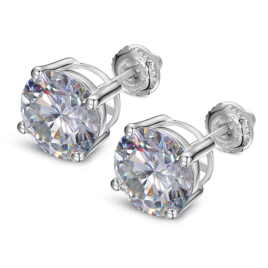 10mm 4ct Round Cut Moissanite Stud Earrings