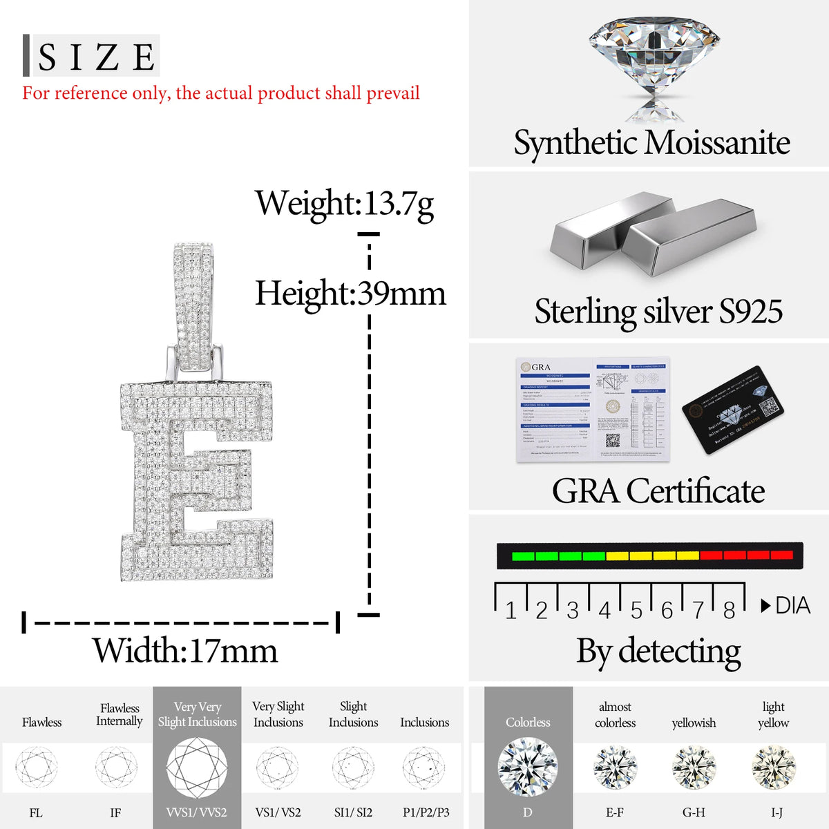 Moissanite Initial Pendant for Men, image 14