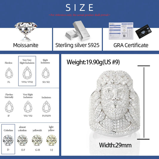 Iced Out Jesus Head Ring for Men, image 3