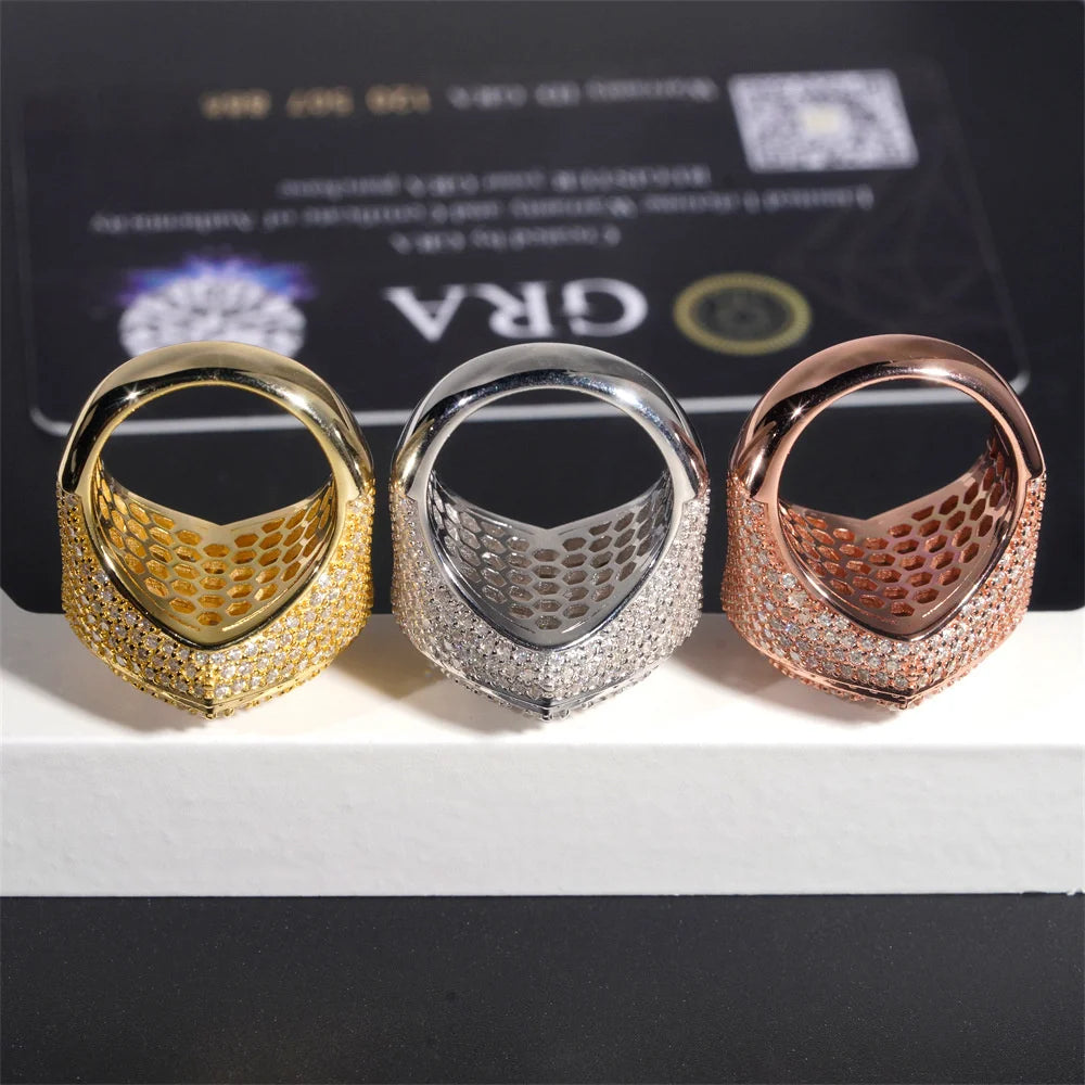 Iced Out Pave Heart Ring for Men, image 5