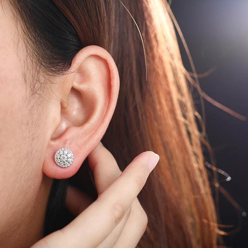 Moissanite Pave Dome and Solitaire Stud Earrings, image 7