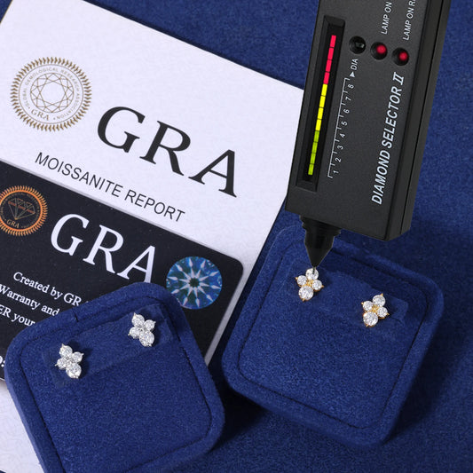 Round Cut Moissanite Cross Cluster Stud Earrings, image 3