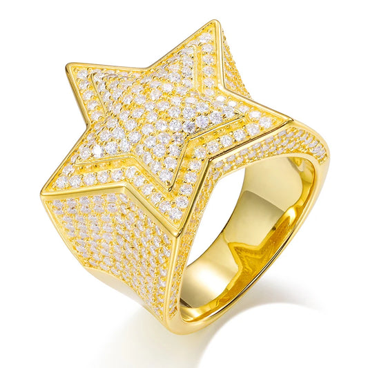 Iced Out Moissanite Star Ring for Men, image 6