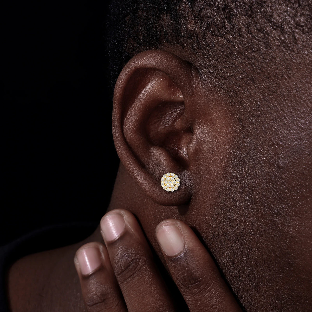 Iced Out Moissanite Cluster Stud Earrings for Men, image 7