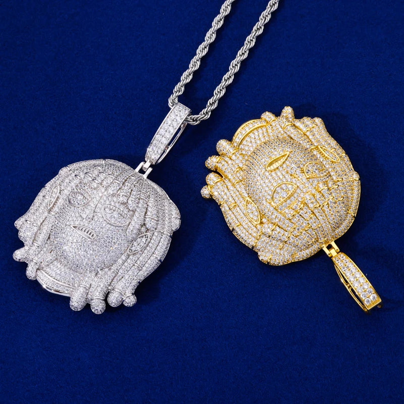 Iced Out Cartoon Dreadlock Pendant Necklace for Men, image 5