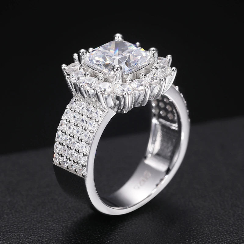 Iced Out Moissanite Flower Ring, image 4