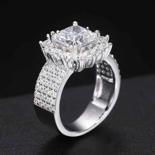 Iced Out Moissanite Flower Ring, image 4
