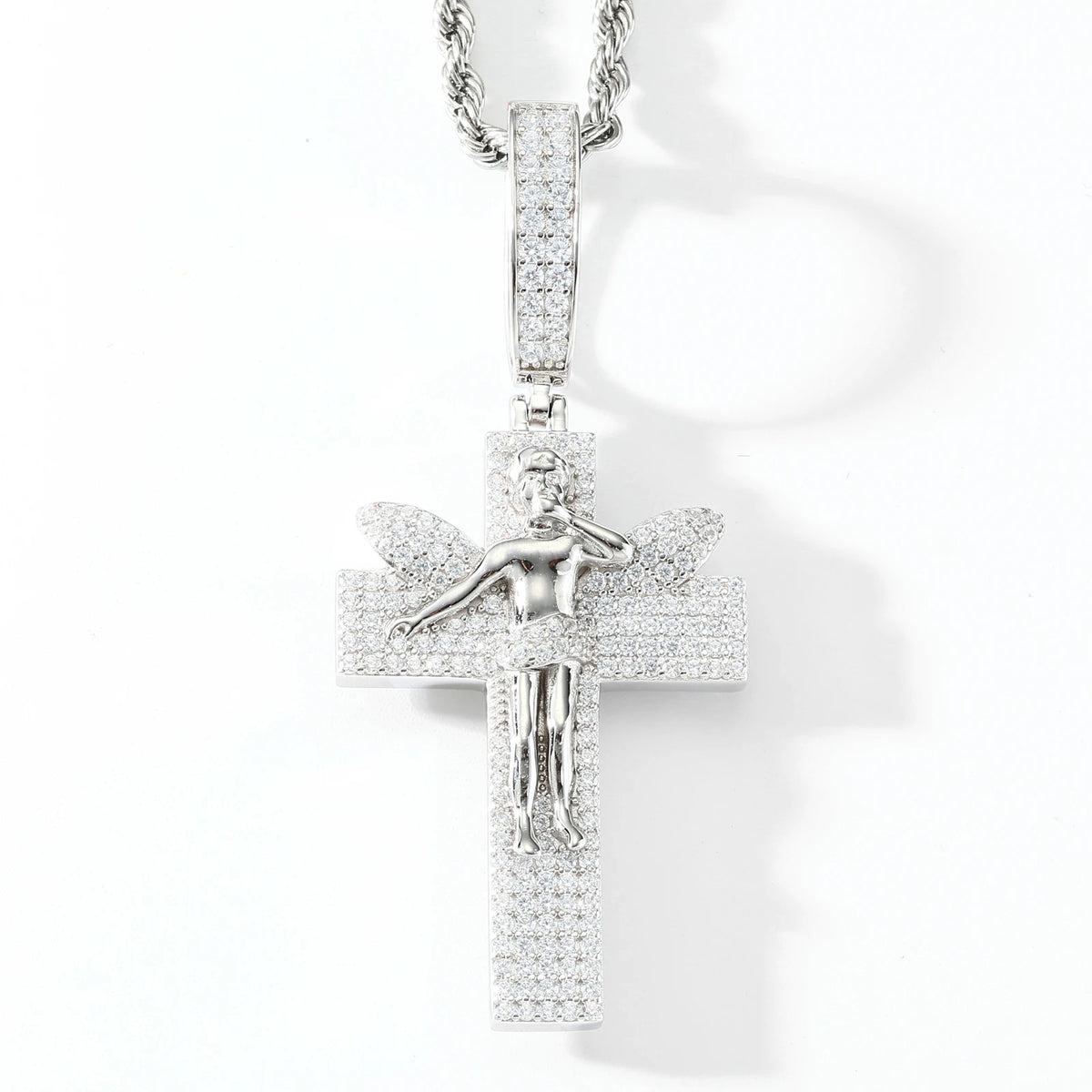 Iced Out Moissanite Cross Pendant for Men, image 8