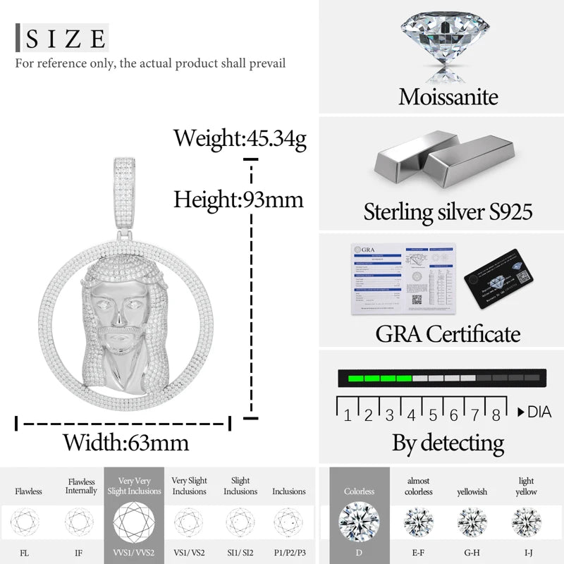 Iced Out Jesus Medallion Pendant for Men, image 4