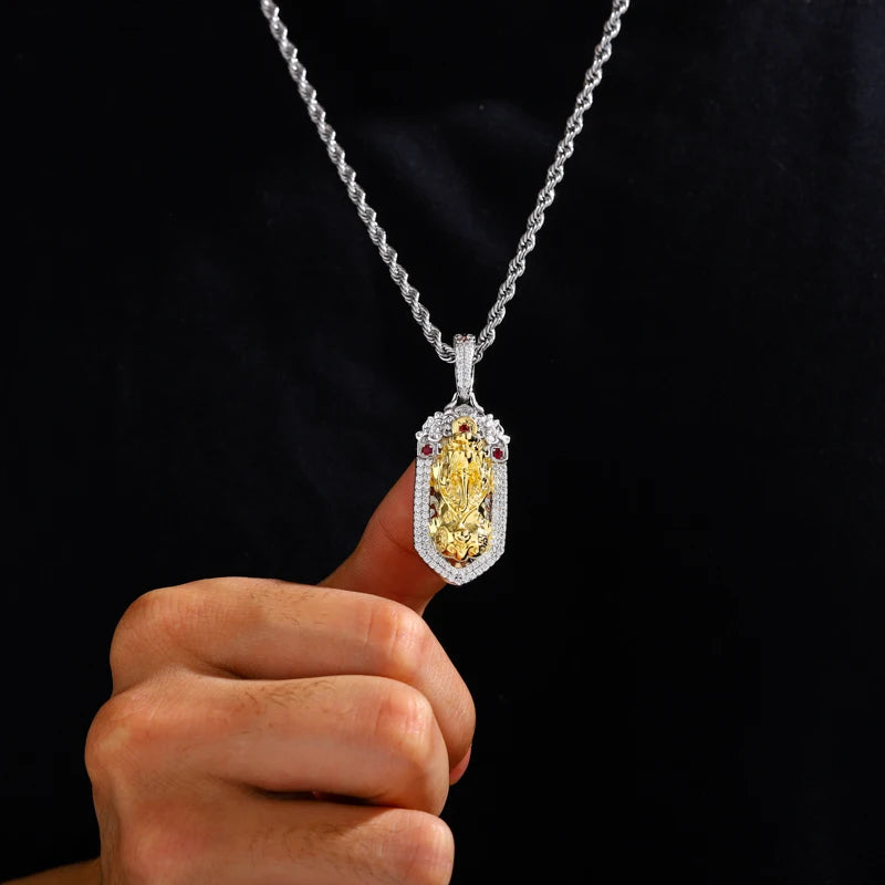 Iced Out Evil Eye Pendant Necklace for Men, image 6