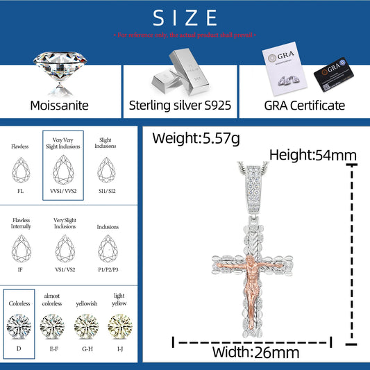 Iced Out Two Tone Cross Pendant Necklace for Men, image 4