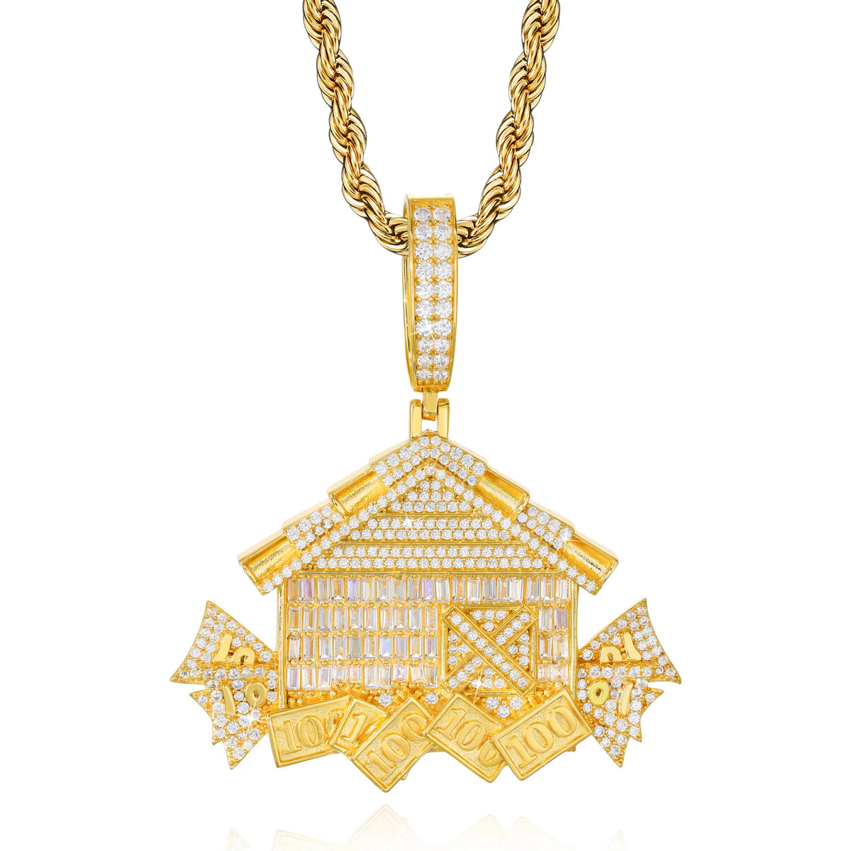 Iced Out House Pendant Necklace for Men, image 8