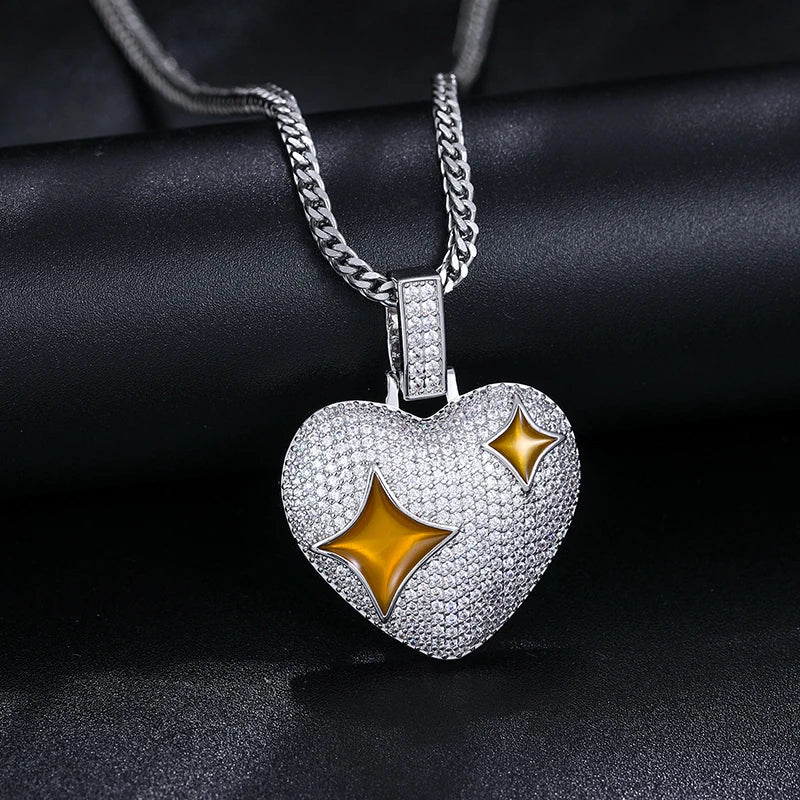 Iced Out Heart Pendant for Men, image 5