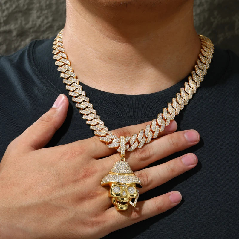 Iced Out Moissanite Smoking Skull Pendant Necklace for Men, image 7
