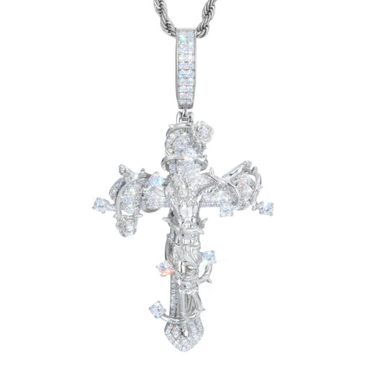 Iced Out Ornate Cross Pendant Necklace