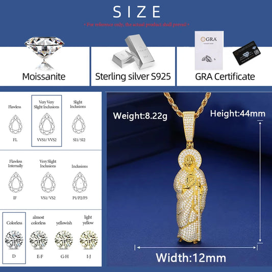 Two Tone Saint Jude Pendant Necklace for Men, image 2