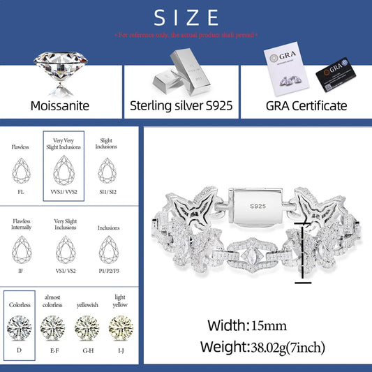Iced Out Butterfly Link Bracelet for Men, image 4