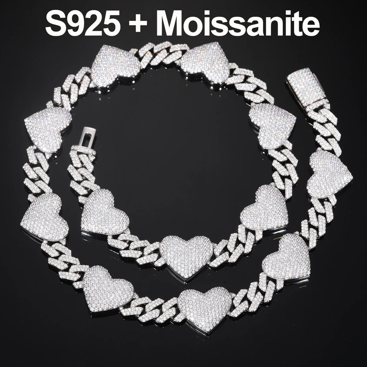 Iced Out Heart Link Chain for Men, image 8