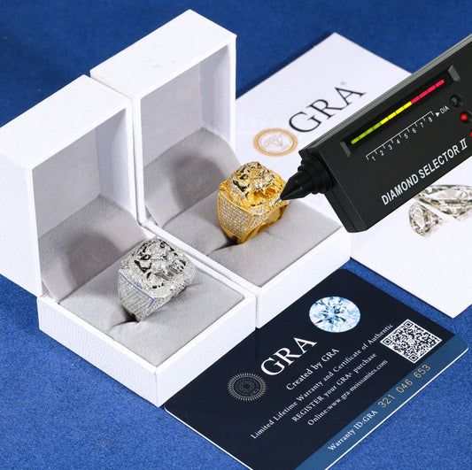 Iced Out Moissanite Animal Signet Ring for Men, image 4