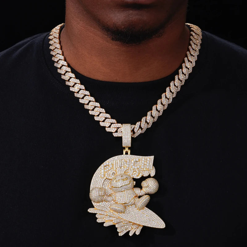 Iced Out Cartoon Boxer Pendant Necklace for Men, image 7