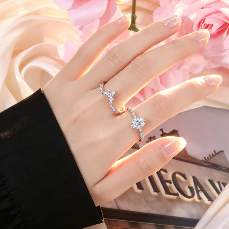 Oval Cut Moissanite Twist Ring Set, image 6