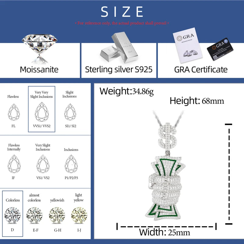 Iced Out Money Pendant Necklace for Men, image 3