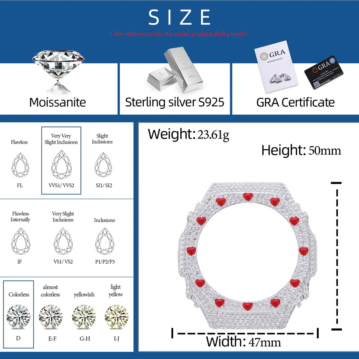 Iced Out Red Heart Watch Bezel, image 4