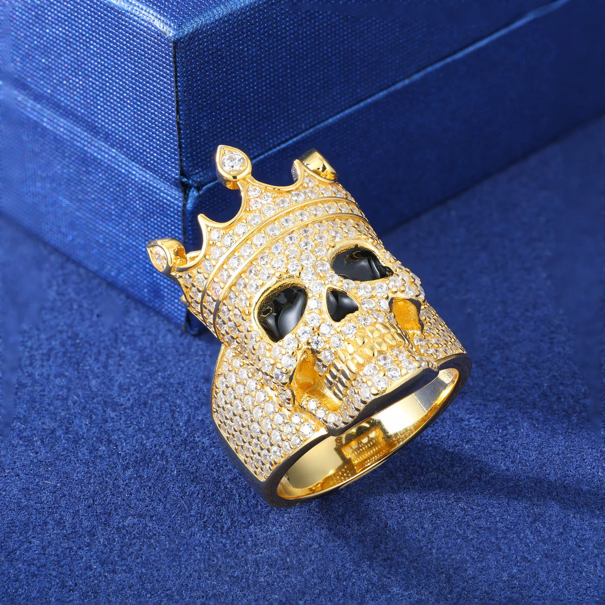 Iced Out Moissanite Crowned Skull Ring for Men, image 6