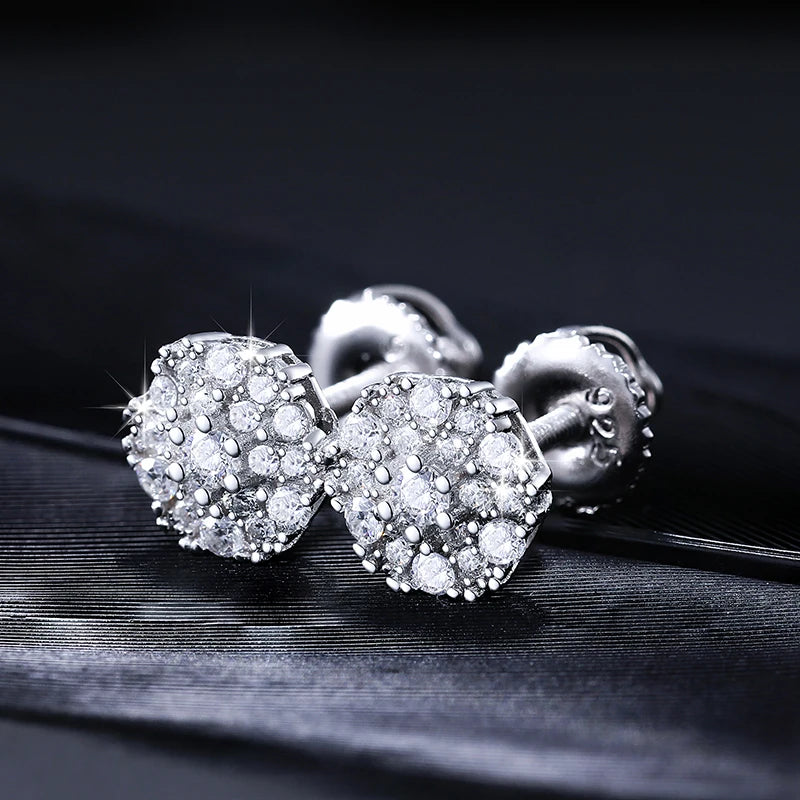 Moissanite Cluster Stud Earrings