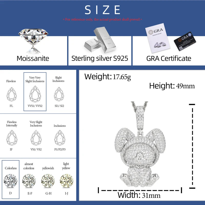 Iced Out Rabbit Pendant Necklace for Men, image 3