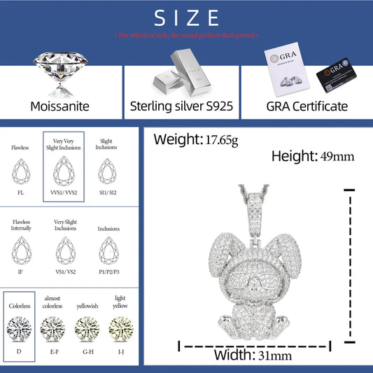 Iced Out Rabbit Pendant Necklace for Men, image 3