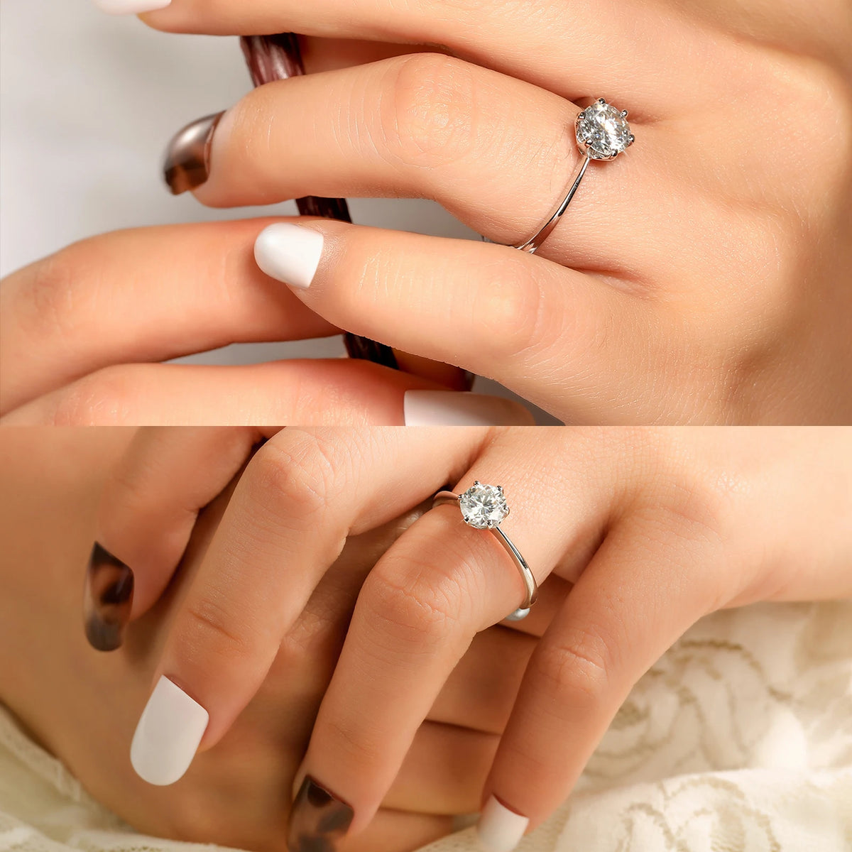Round Cut Moissanite Solitaire Ring, image 6