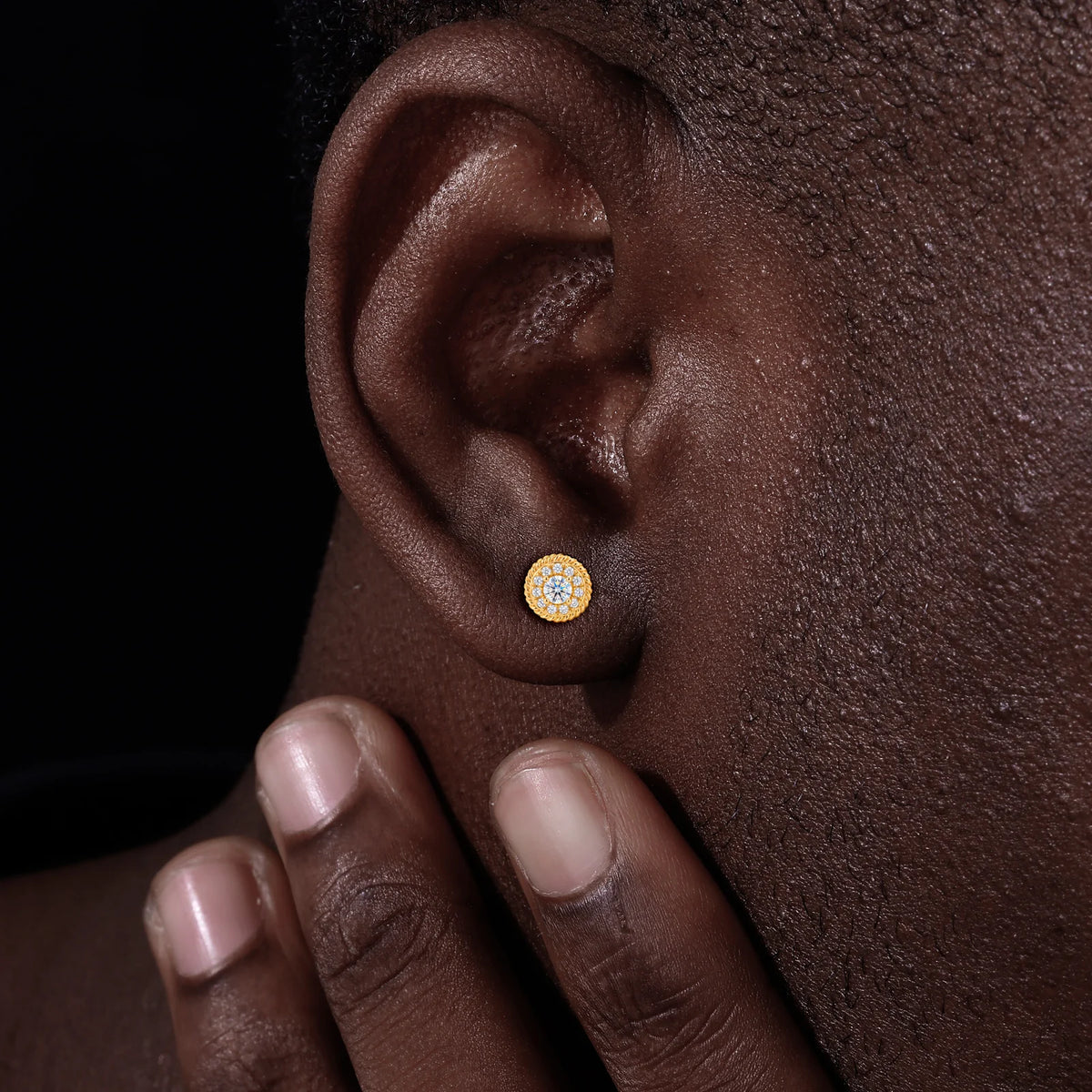 7mm Round Cut Moissanite Halo Stud Earrings, image 7