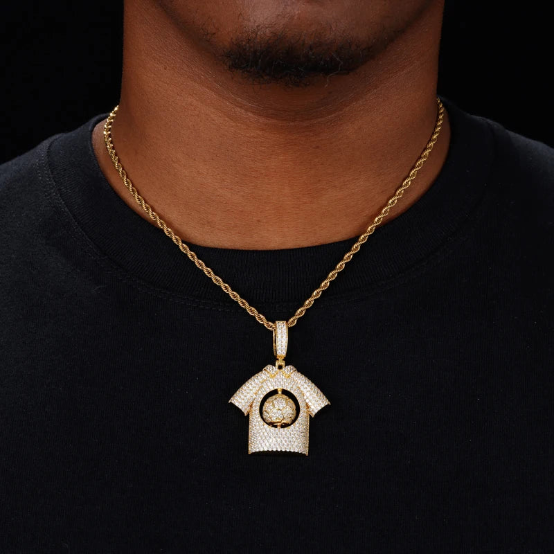 Iced Out Moissanite Football Jersey Pendant Necklace for Men, image 7