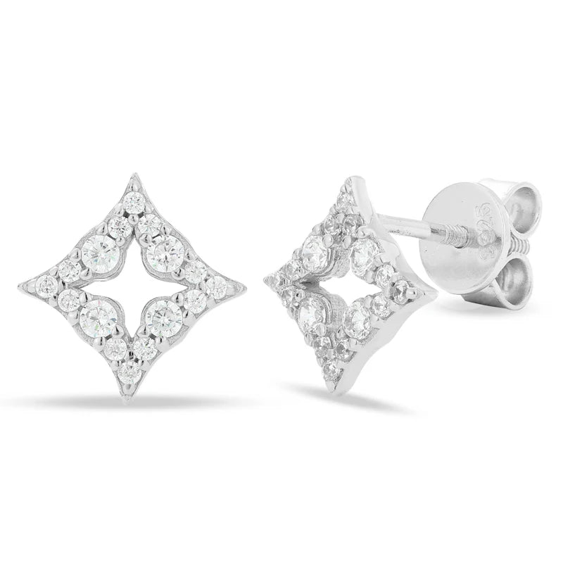 Moissanite Four Point Star Stud Earrings, image 2