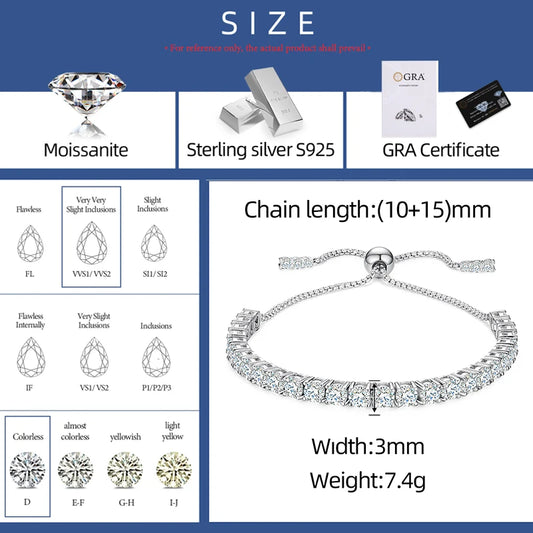 Moissanite Adjustable Tennis Bracelet, image 3