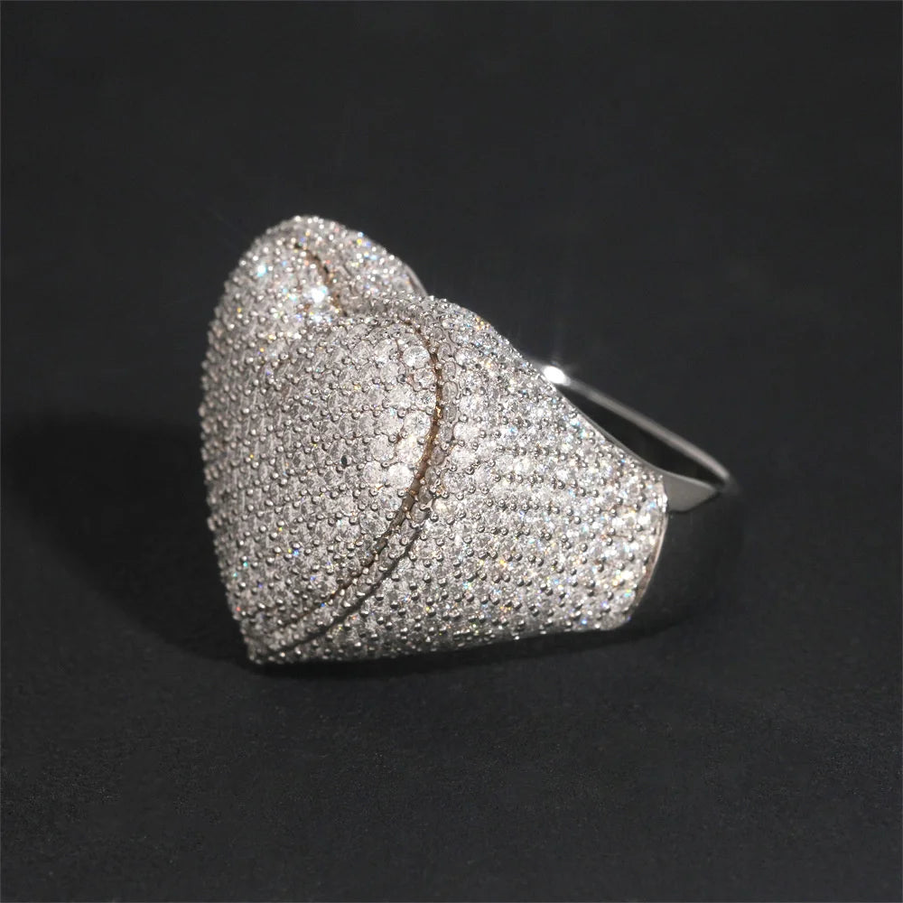Iced Out Pave Heart Ring for Men, image 5