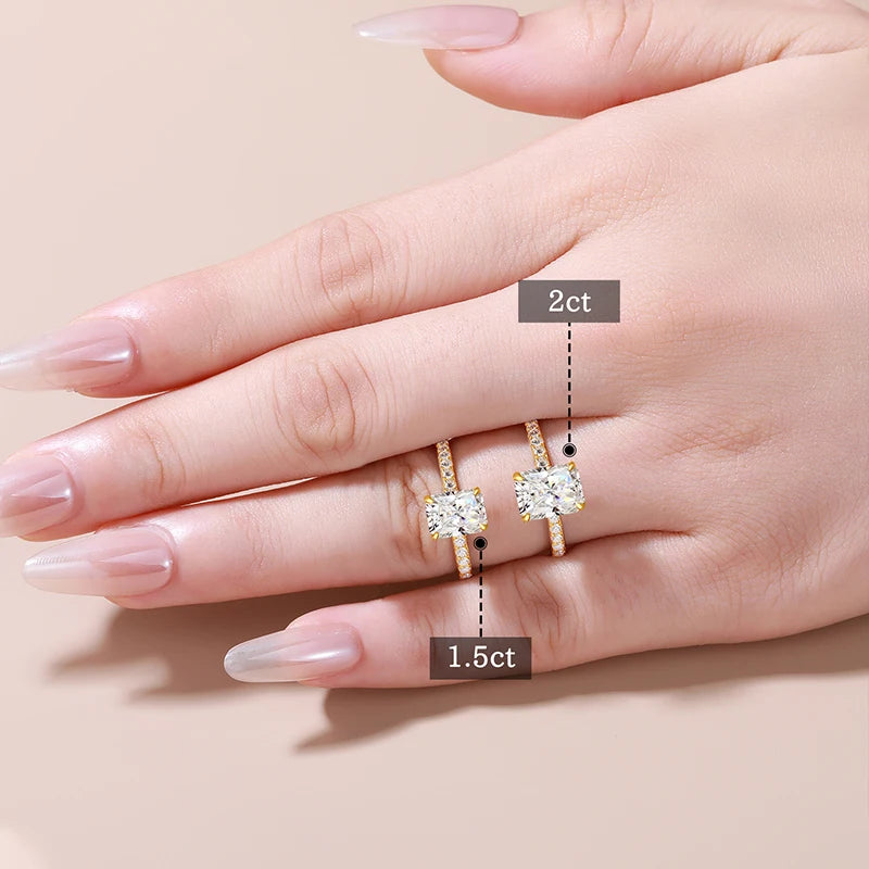 Radiant Cut Moissanite Halo Ring, image 3