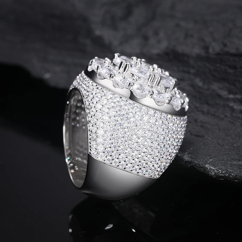 Iced Out Moissanite Dome Ring for Men