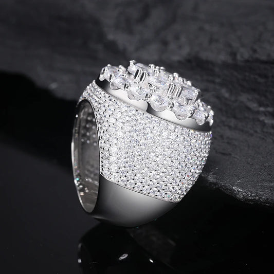 Iced Out Moissanite Dome Ring for Men