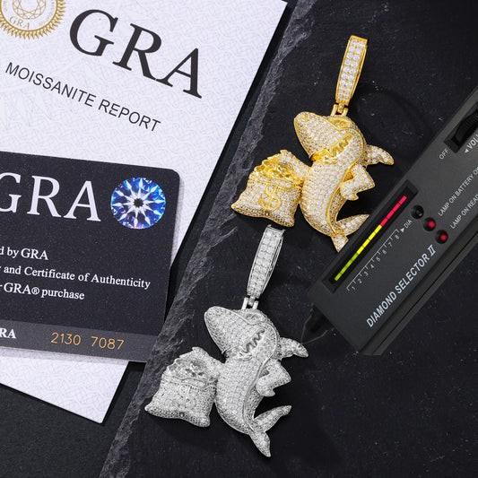 Iced Out Shark Pendant Necklace for Men, image 3