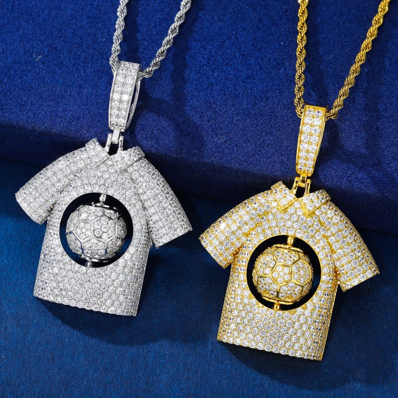Iced Out Moissanite Football Jersey Pendant Necklace for Men, image 5