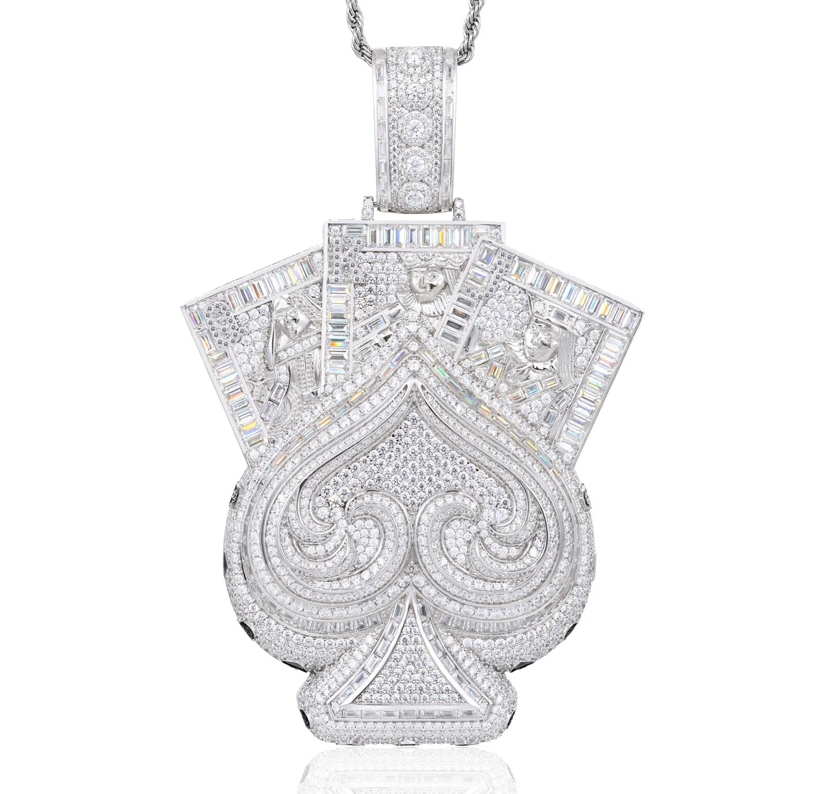 Iced Out Ace of Spades Pendant Necklace for Men