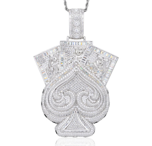 Iced Out Ace of Spades Pendant Necklace for Men