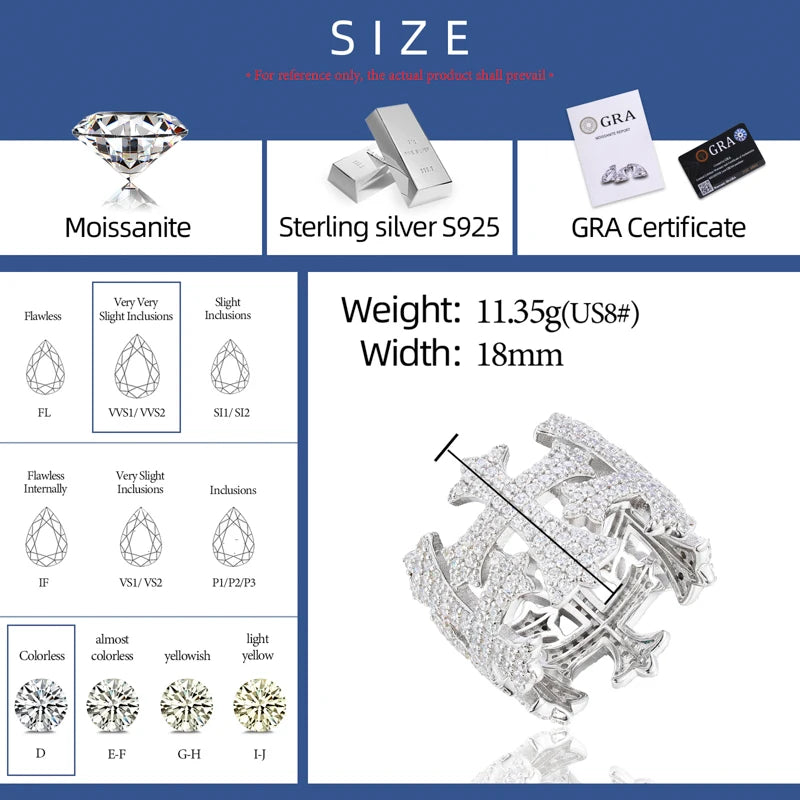 Iced Out Cross and Crown Wide Band Ring for Men, image 3