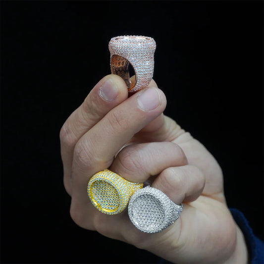 Iced Out Round Signet Ring for Men, image 3