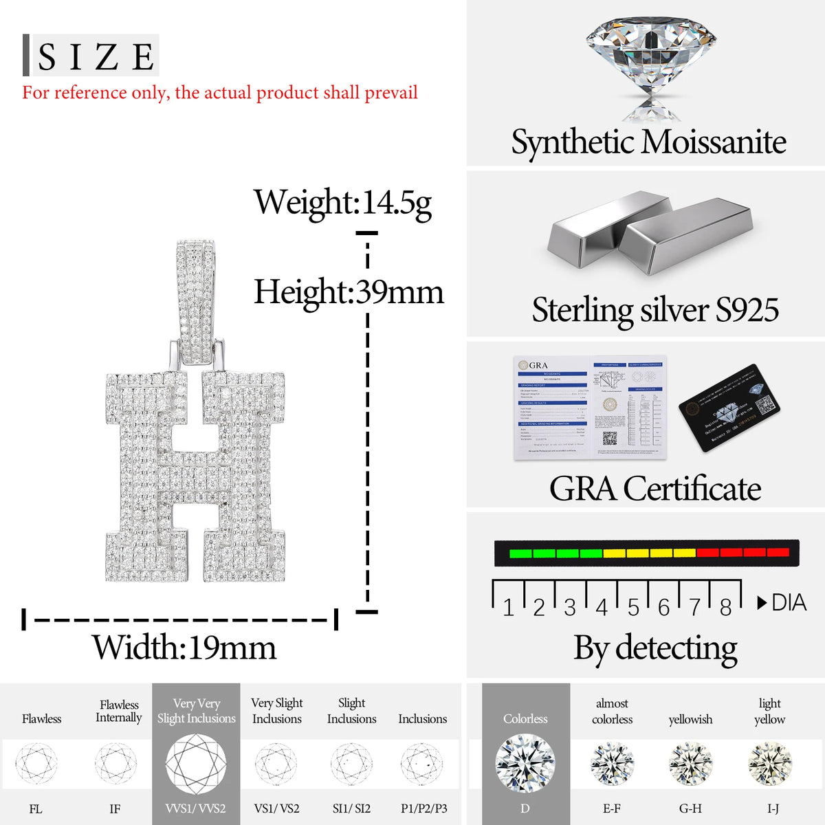 Moissanite Initial Pendant for Men, image 47