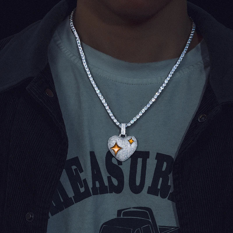 Iced Out Heart Pendant for Men, image 7