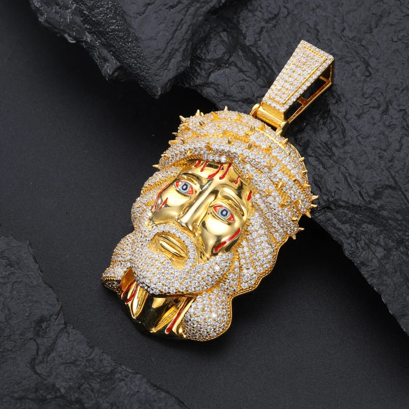 Iced Out Jesus Head or Lion Head Pendant for Men, image 3