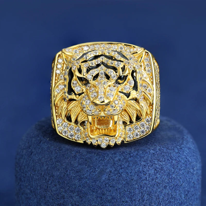 Iced Out Moissanite Animal Signet Ring for Men, image 12